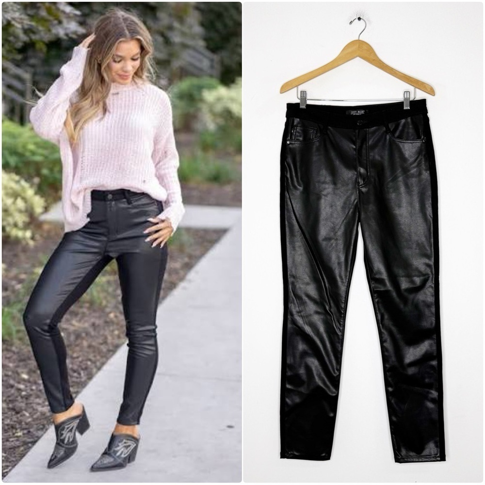 Judy Blue Skinny Fit Two-Tone Faux Leather Jeans – Size 11/30